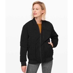 Lululemon Roam Far Bomber Jacket Black Size 10 Goose Down Water-repellent